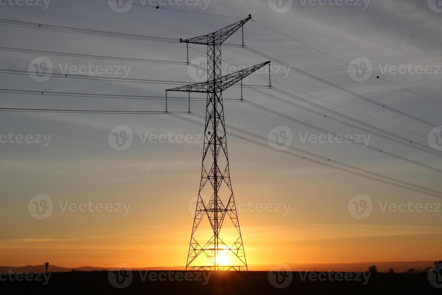 Lighting and color of the sky above the horizon at sunset. photo