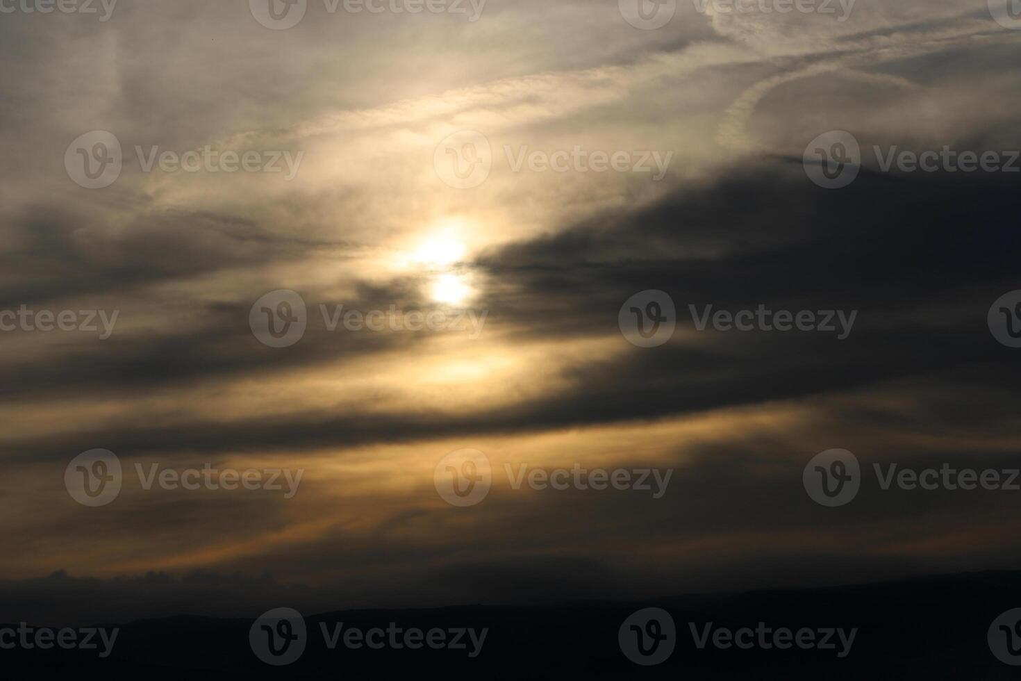 Lighting and color of the sky above the horizon at sunset. photo