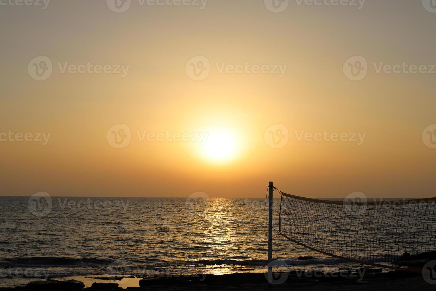 Lighting and color of the sky above the horizon at sunset. photo