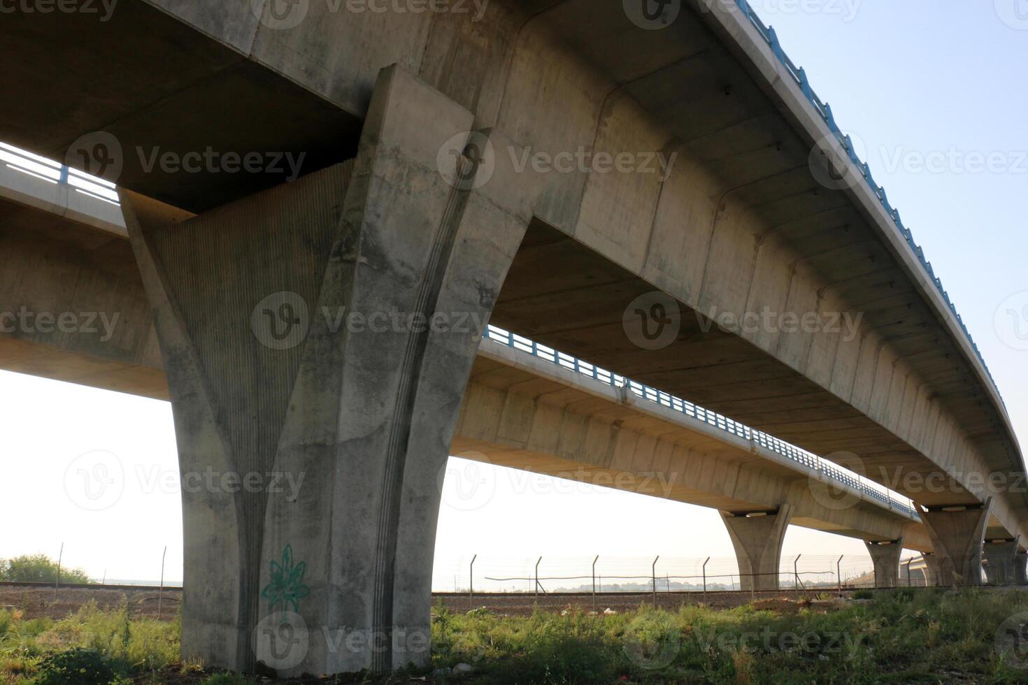 The bridge was built over a gorge and a water obstacle. photo