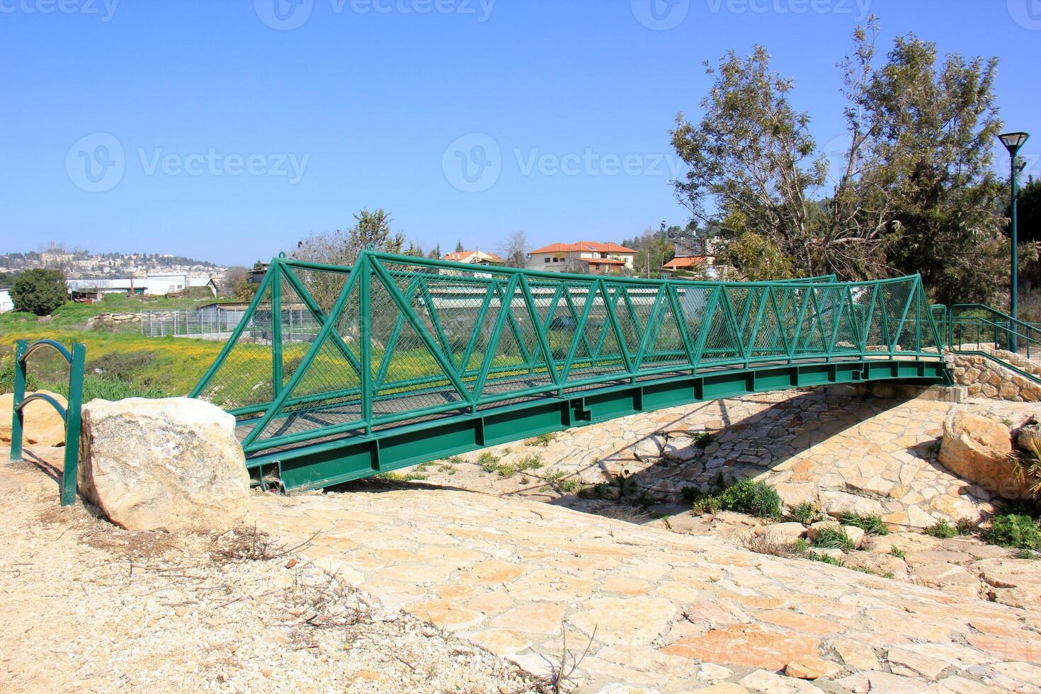 The bridge was built over a gorge and a water obstacle. photo