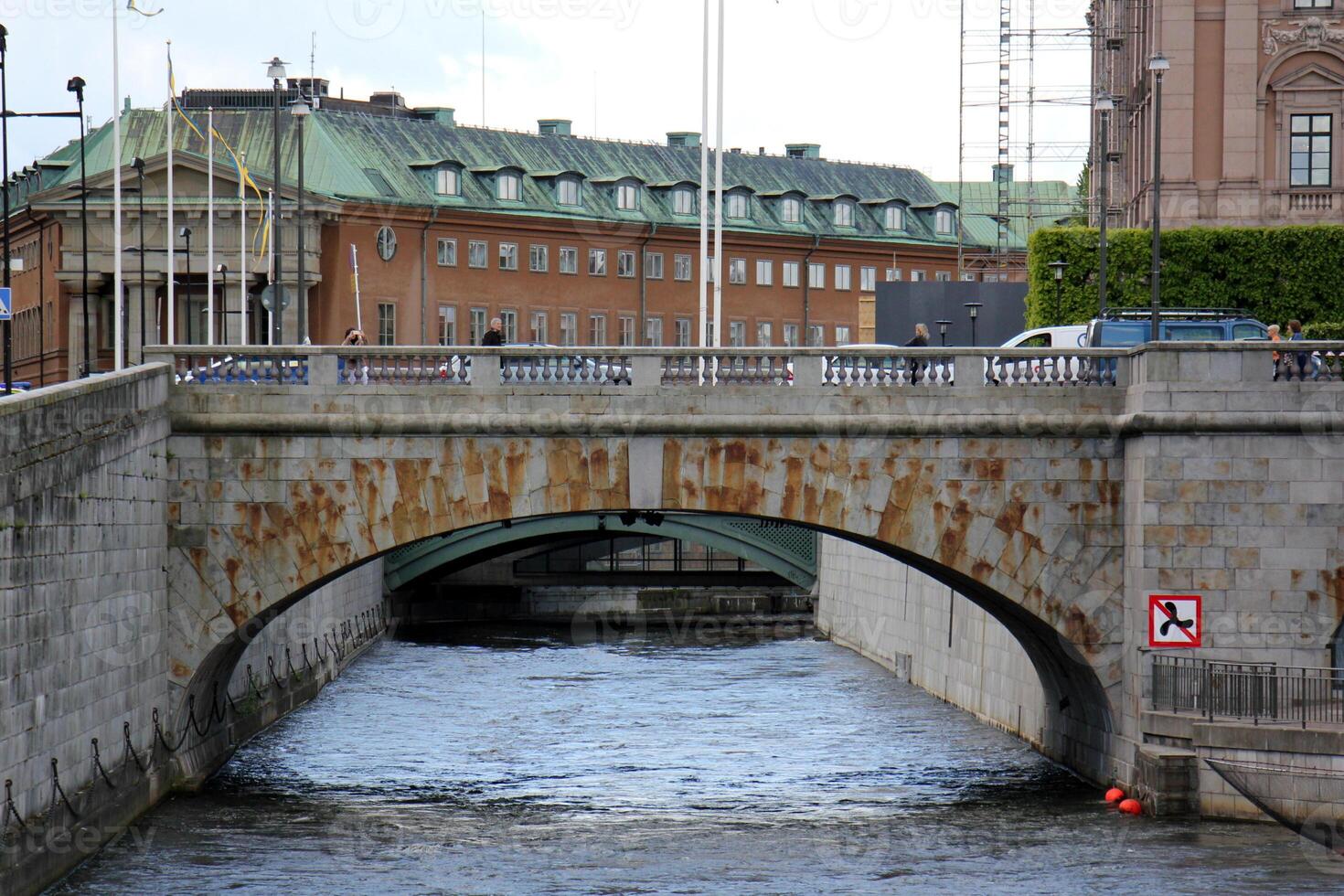 The bridge was built over a gorge and a water obstacle. photo