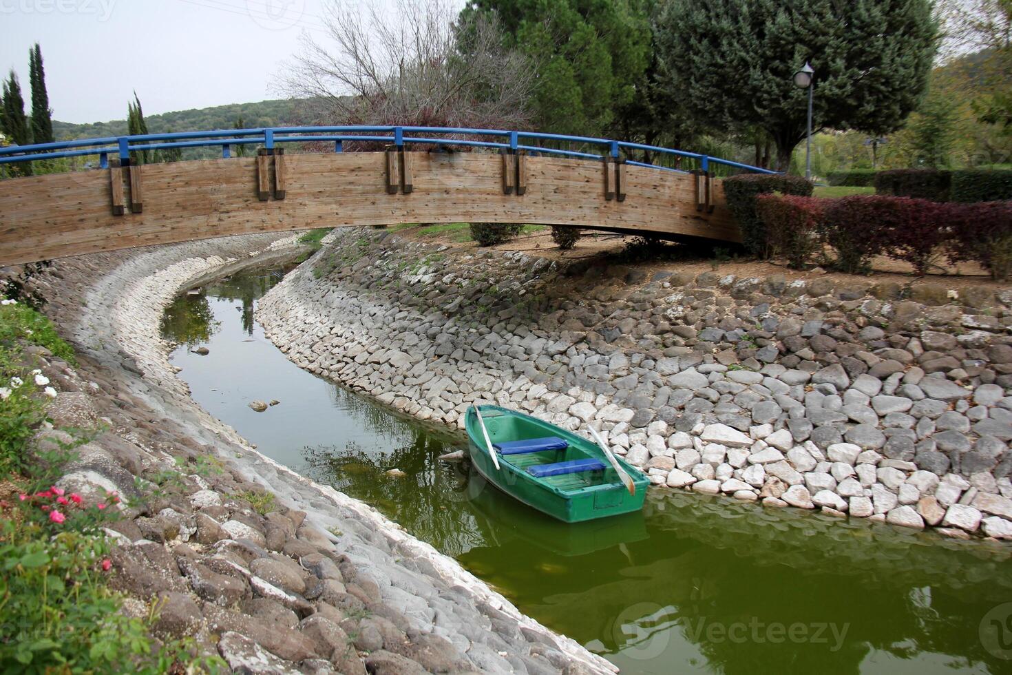 The bridge was built over a gorge and a water obstacle. photo