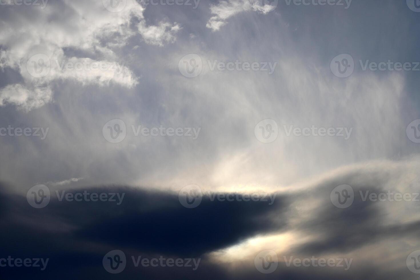 Rain clouds in the sky over the Mediterranean Sea. photo