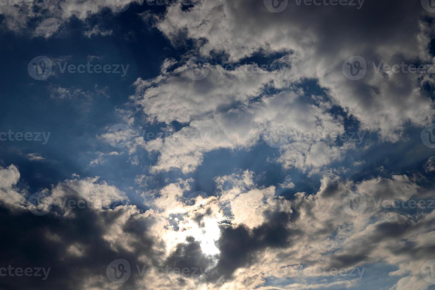 Rain clouds in the sky over the Mediterranean Sea. photo