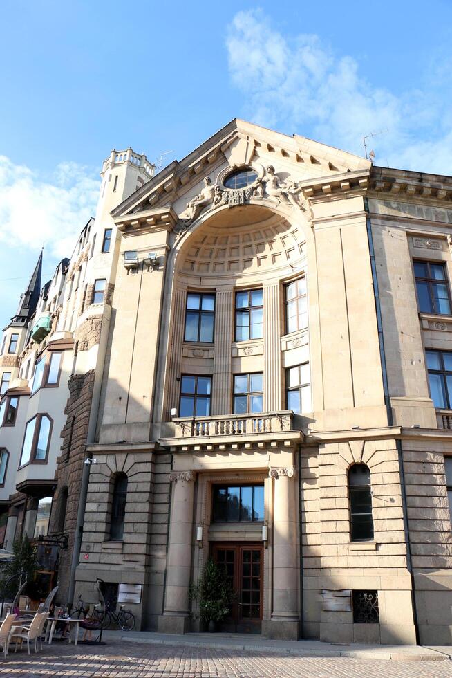 25 07 2023 Riga Latvia. Riga, the capital of Latvia, is located on the banks of the Daugava River at its confluence with the Gulf of Riga. photo