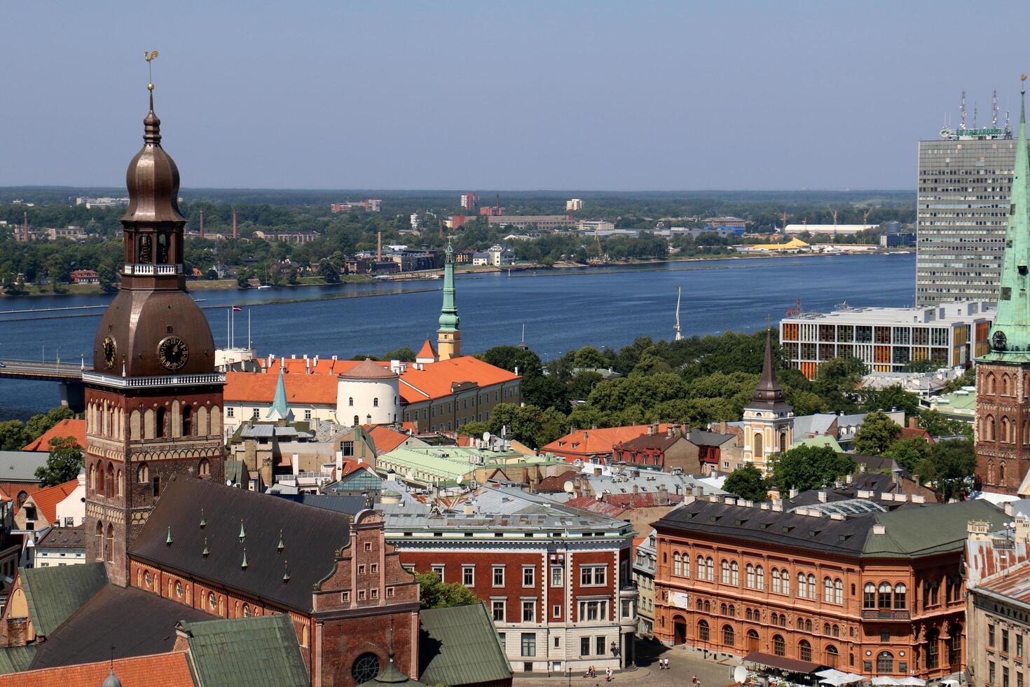 25 07 2023 Riga Latvia. Riga, the capital of Latvia, is located on the banks of the Daugava River at its confluence with the Gulf of Riga. photo