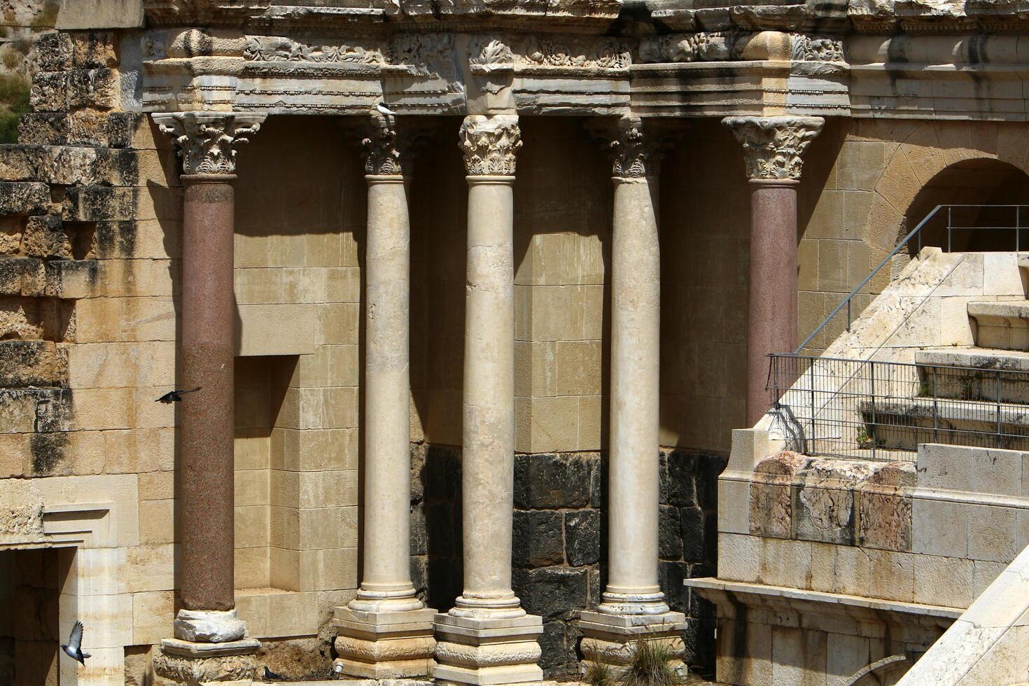 05 06 2022 Haifa Israel. In the Beit She'an National Park, after the earthquake, the ruins of an ancient Roman city were preserved. photo