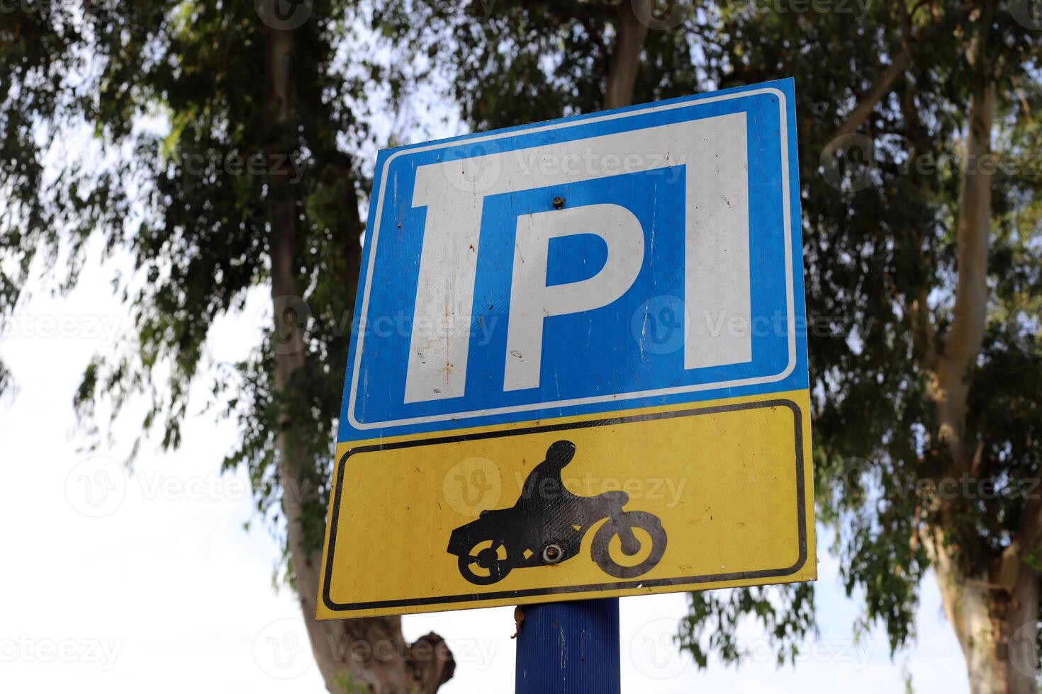 Road signs and directional signs on roads in Israel. photo