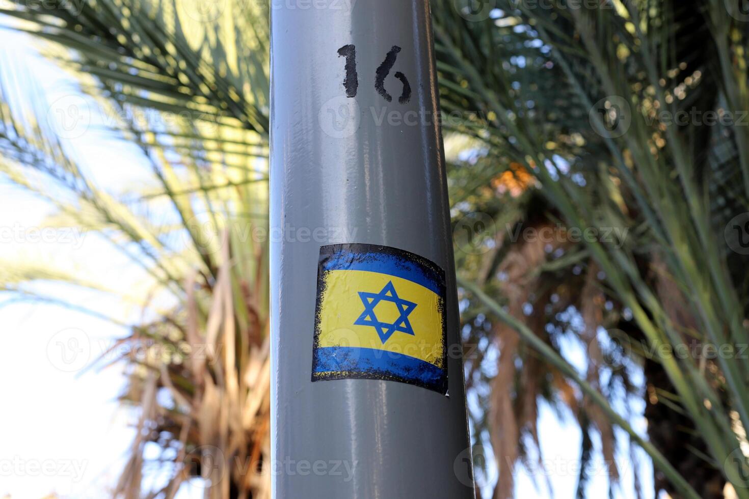 Road signs and directional signs on roads in Israel. photo