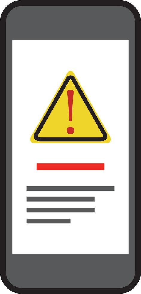 Mobile phone with a warning sign vector