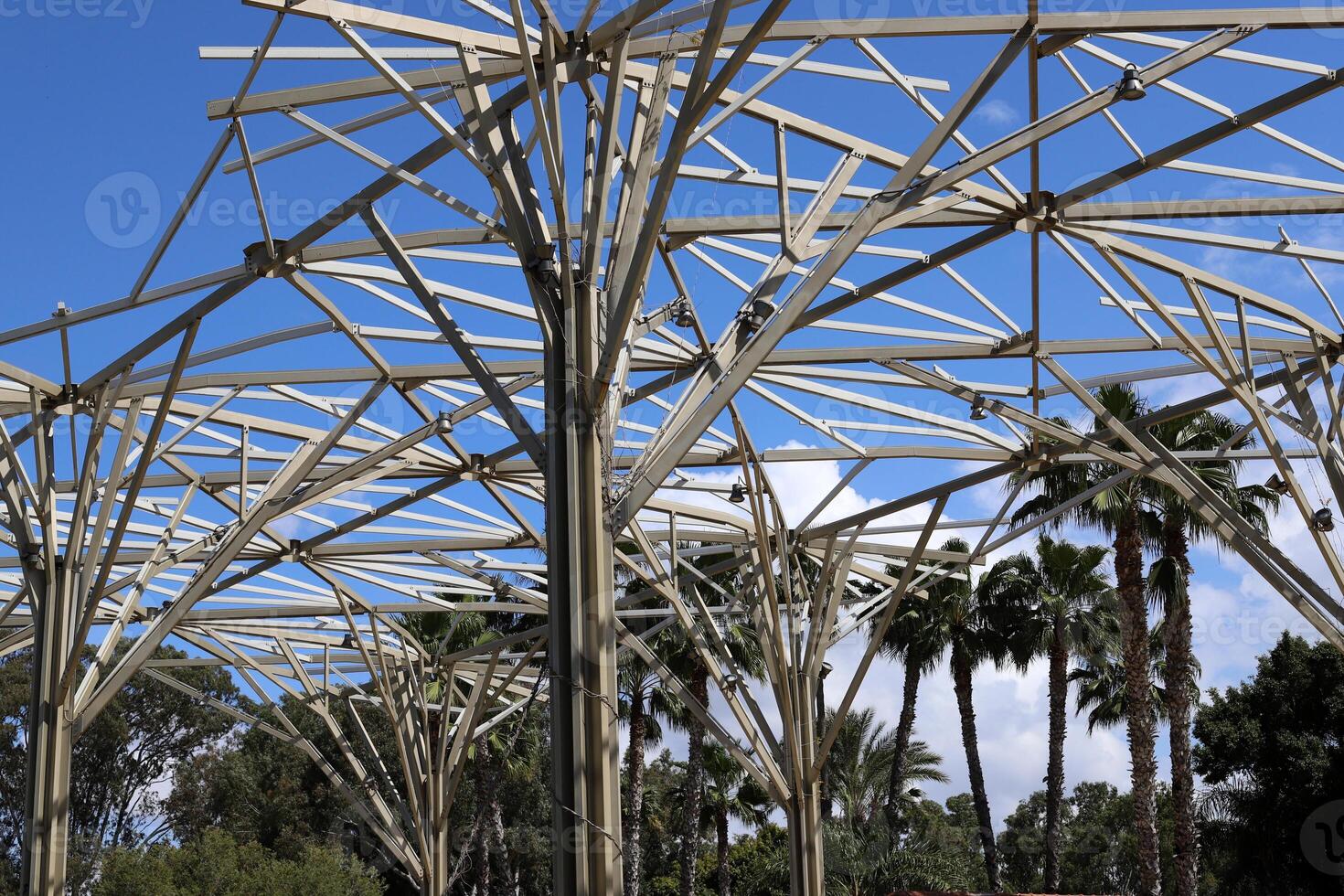 Canopy for protection from the hot sun in a city park. photo