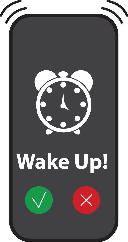 Phone with app alarm clock on the screen vector