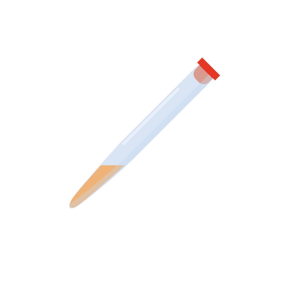 High tube retort with orange liquid on white background vector
