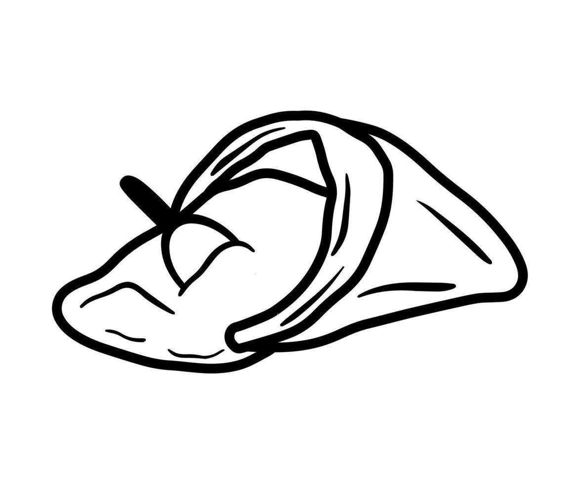 Rice Sack in Black Line Art Doodle Illustration vector