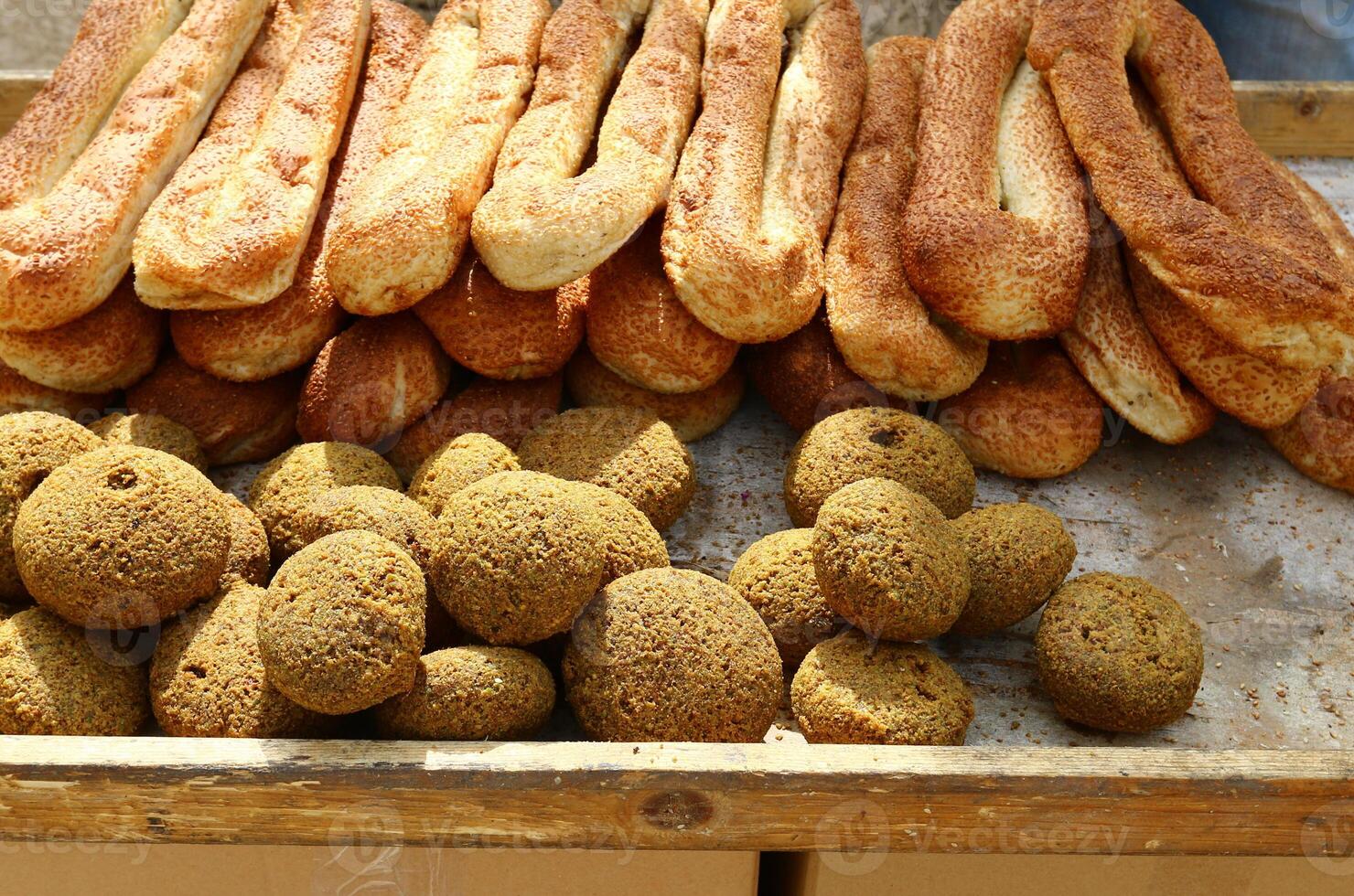 Bread and bakery products are sold in a bakery in Israel. photo