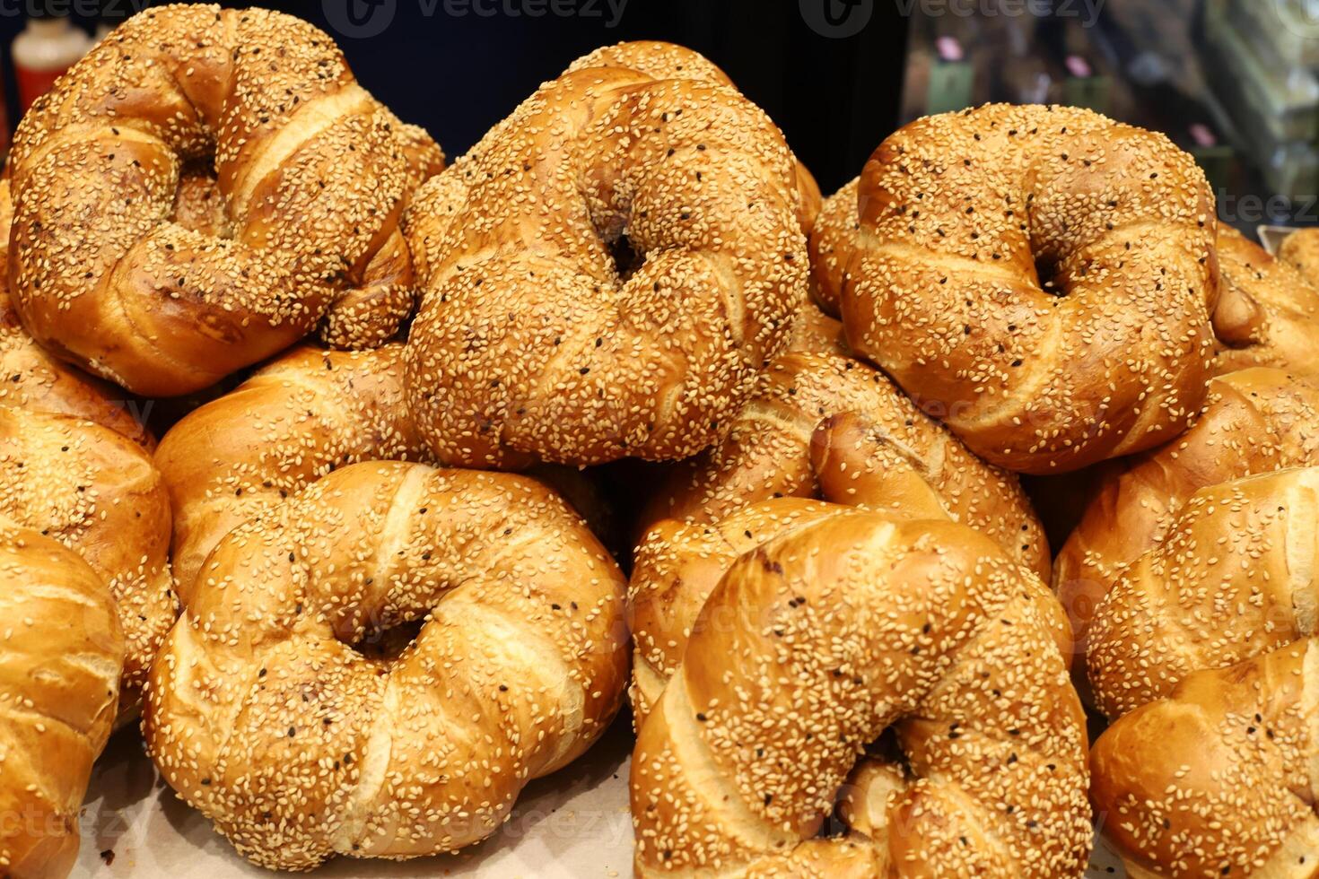 Bread and bakery products are sold in a bakery in Israel. photo