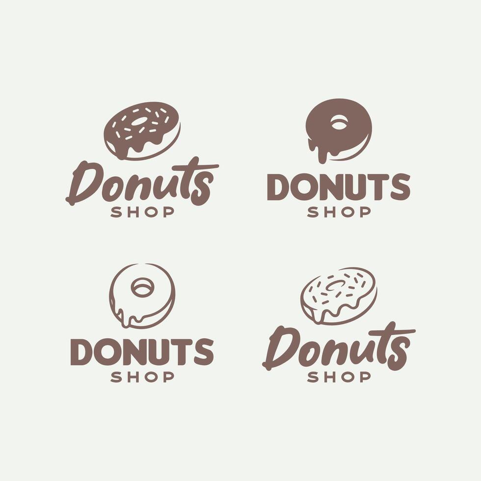 mano dibujado rosquillas logo diseño modelo conjunto vector