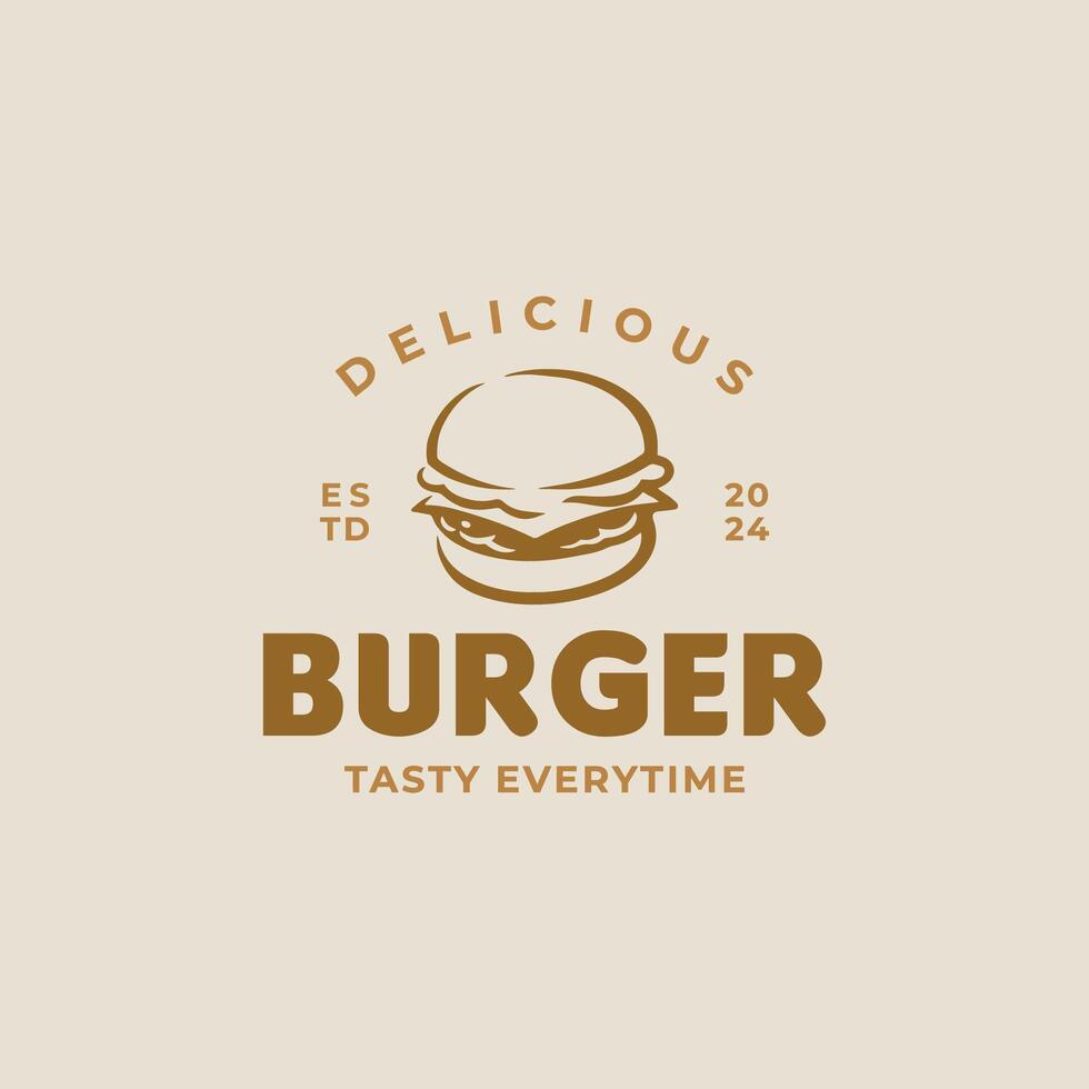 Vintage hand drawn of burger logo design vector