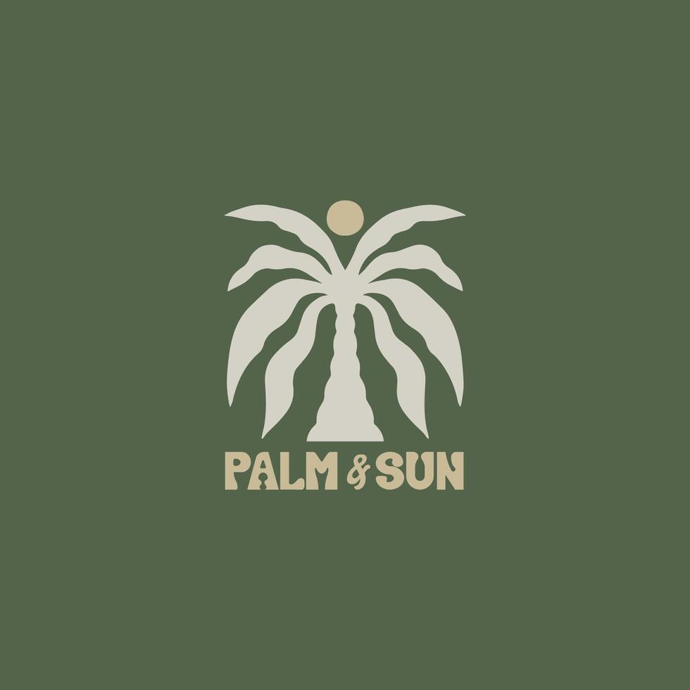 Vintage hand drawn palm and sun design vector