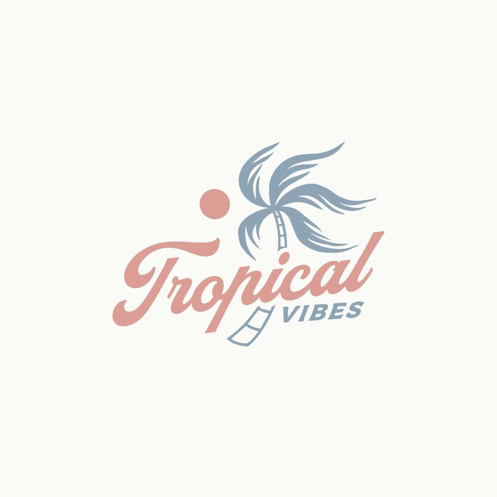 Tropical Vibes Logo Design Template vector