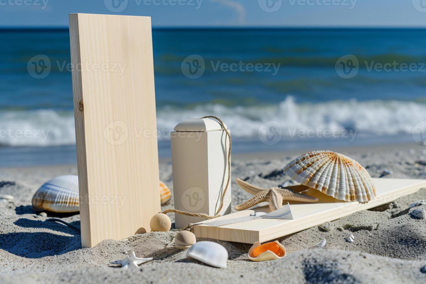 photo white wooden board with other objects