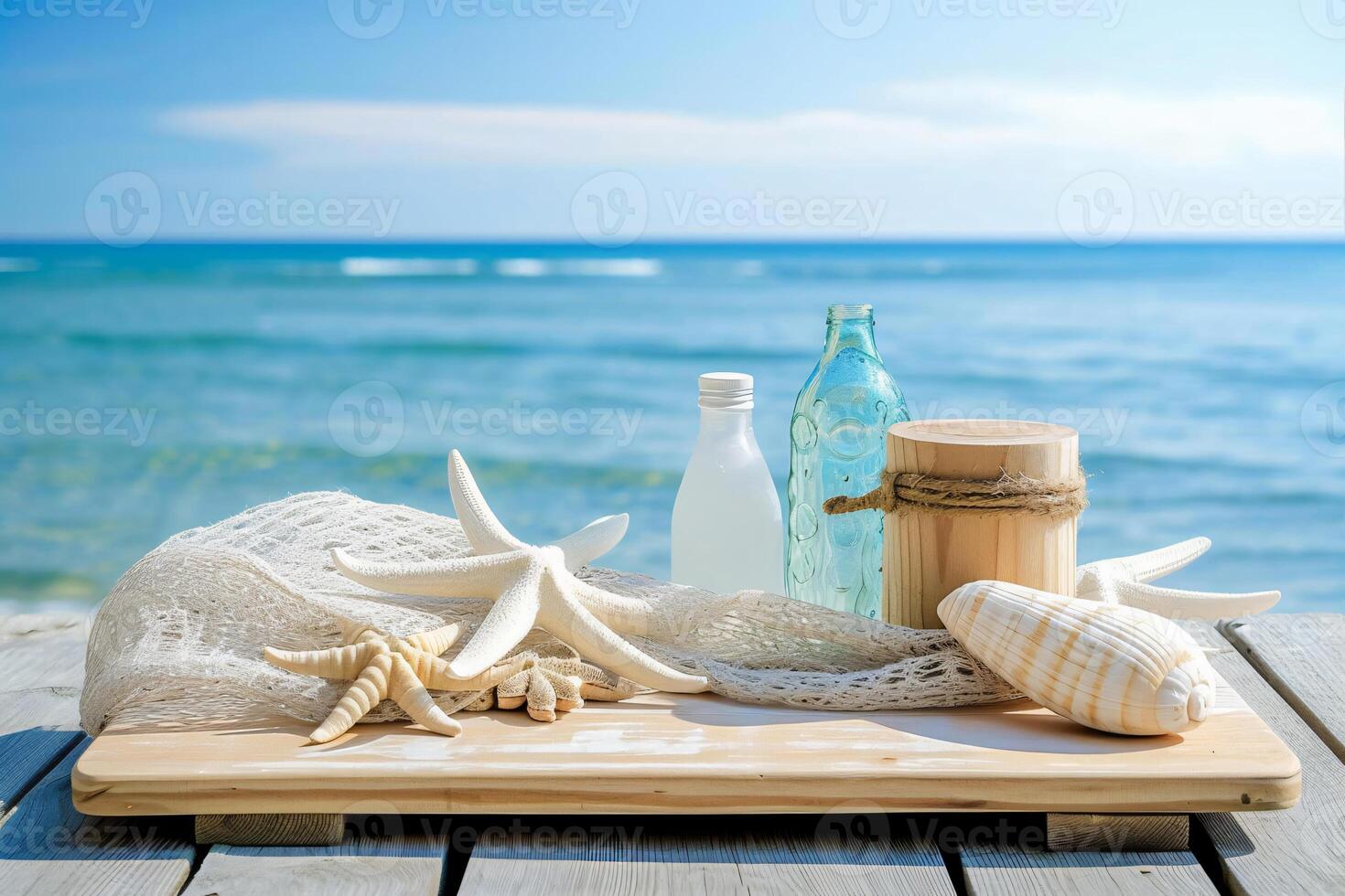 photo white wooden board with other objects