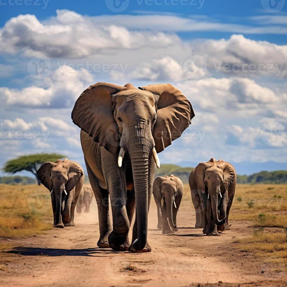 Photo elephants in amboseli national park kenya africa