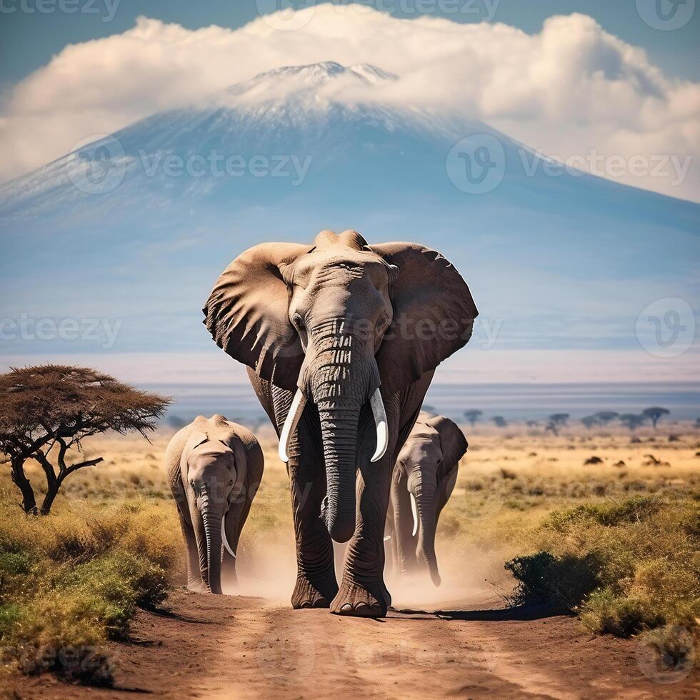 Photo elephants in amboseli national park kenya africa
