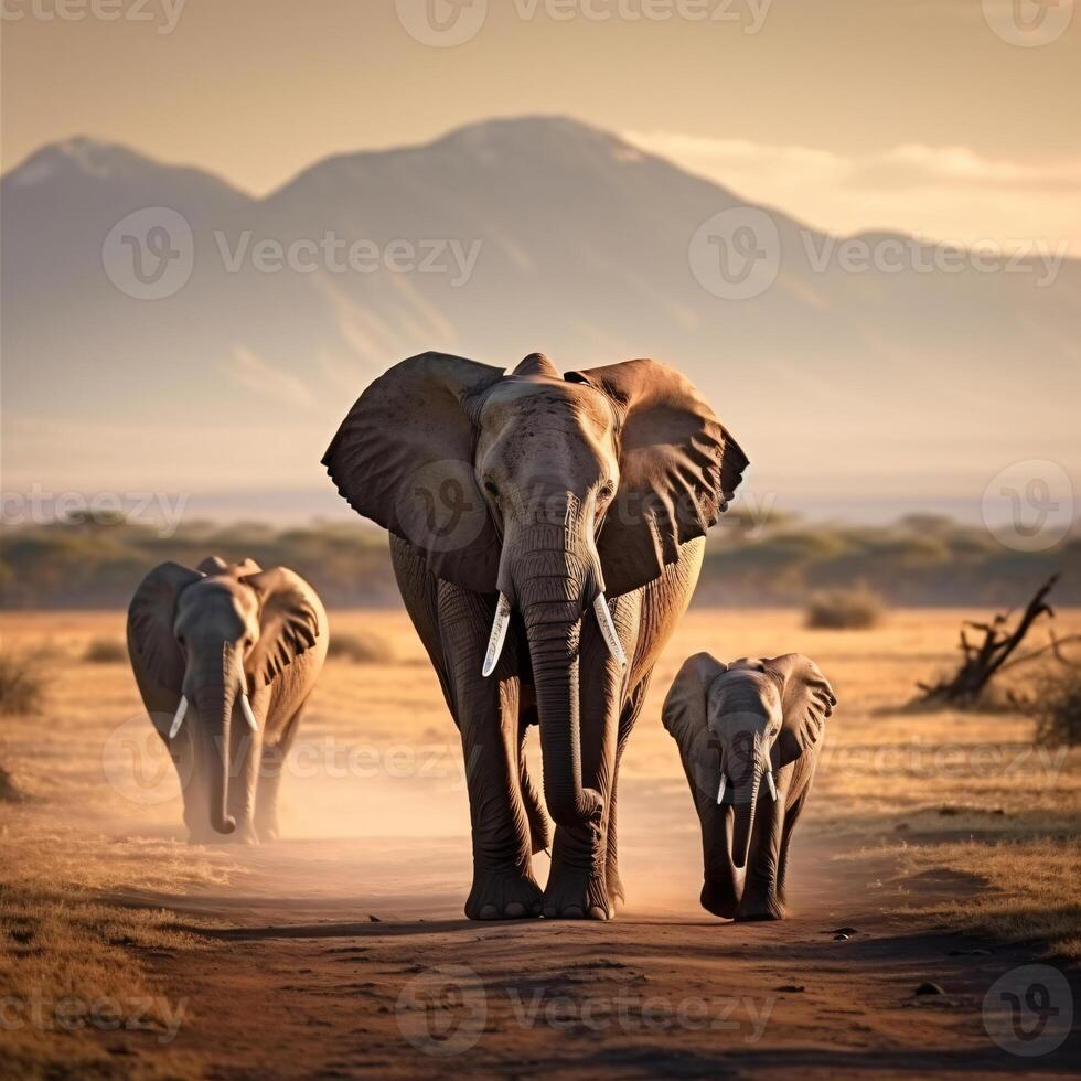 Photo elephants in amboseli national park kenya africa