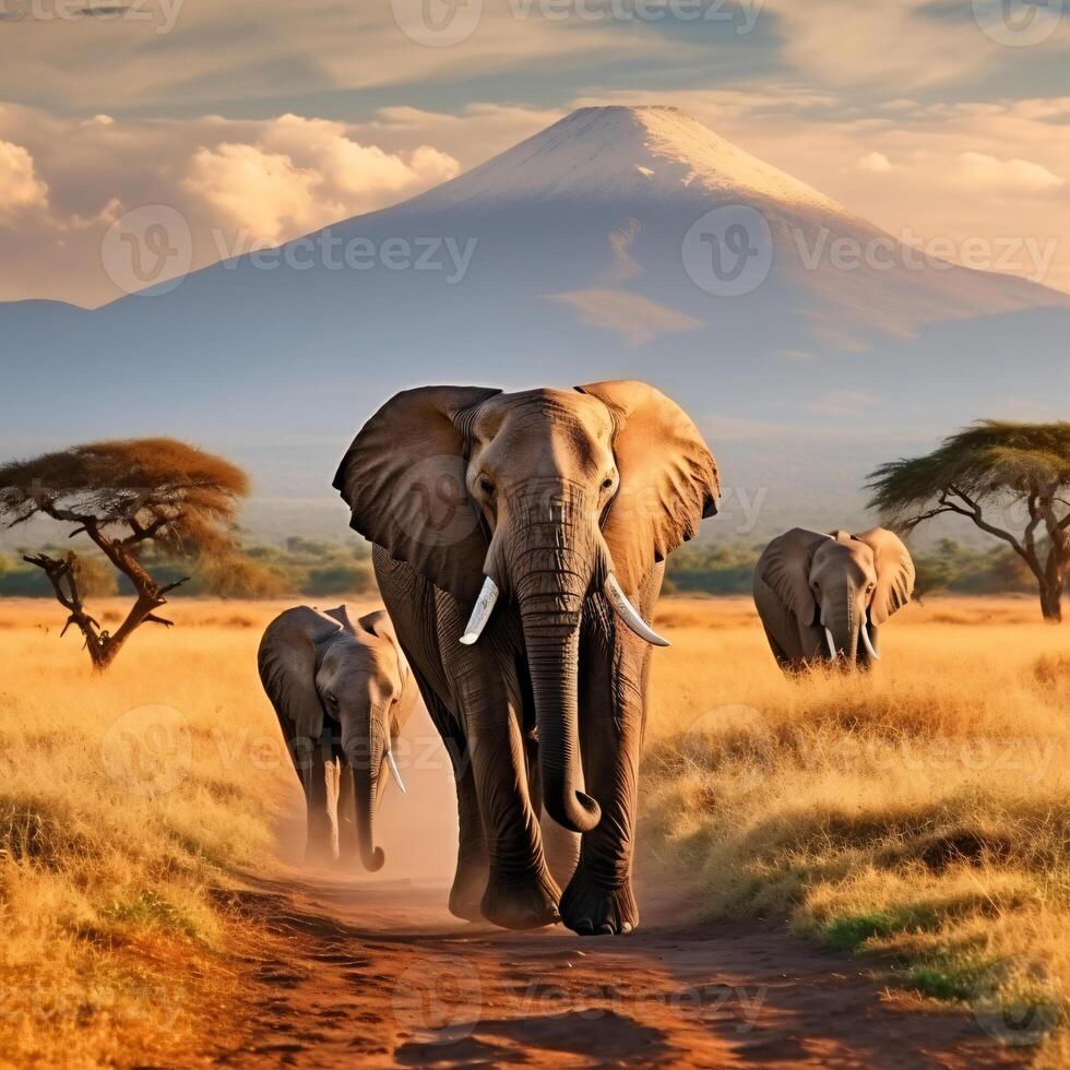Photo elephants in amboseli national park kenya africa