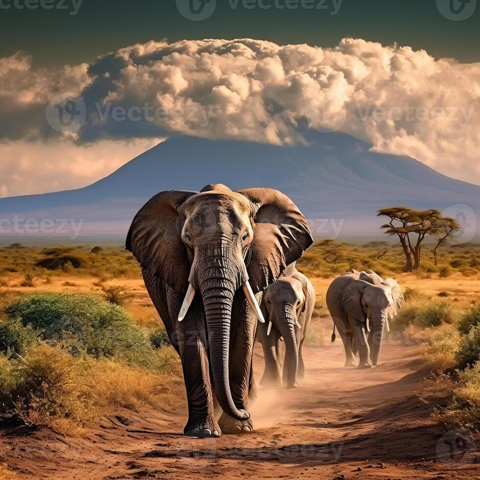 Photo elephants in amboseli national park kenya africa