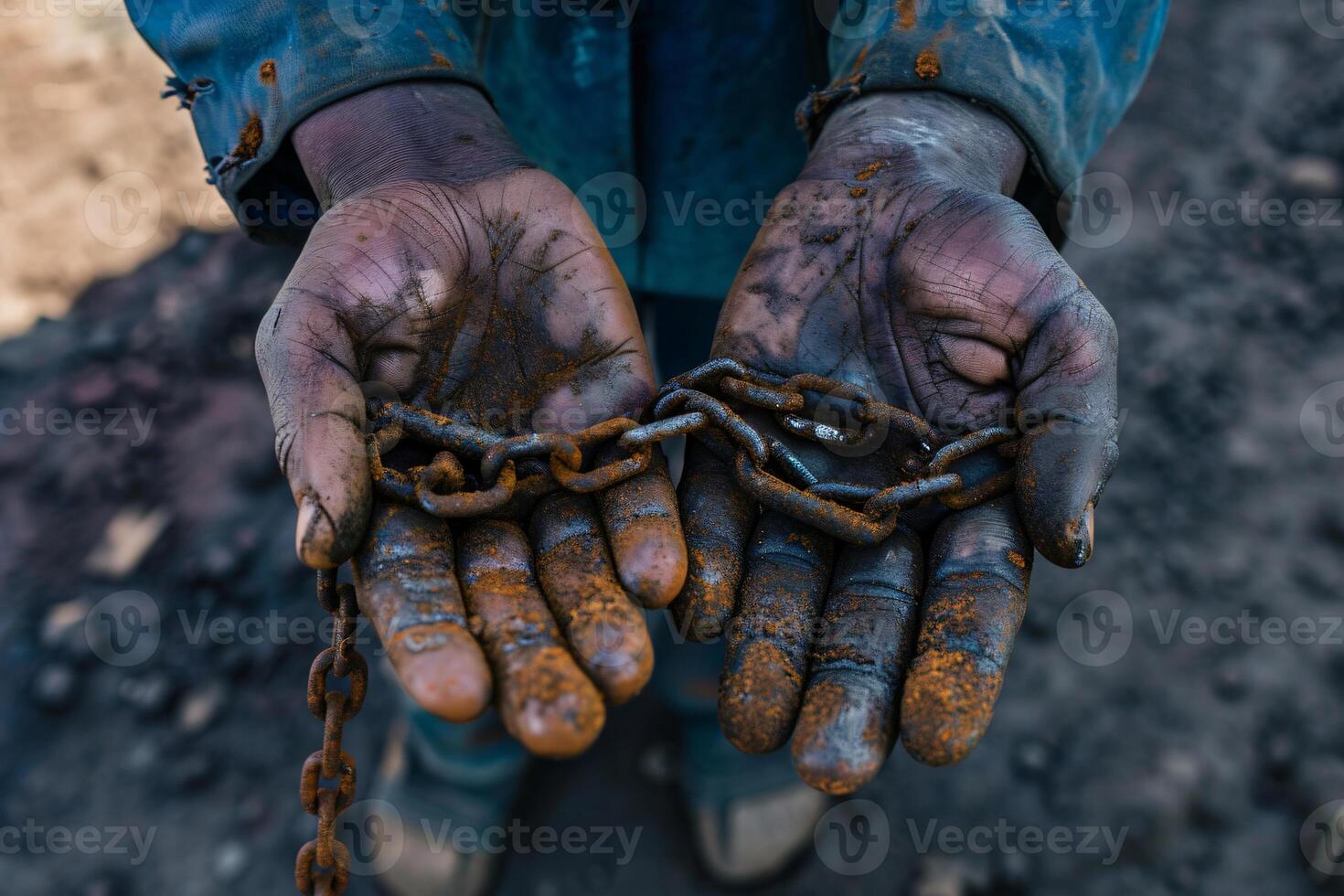 Photo two male hands holding a rusty metal chain