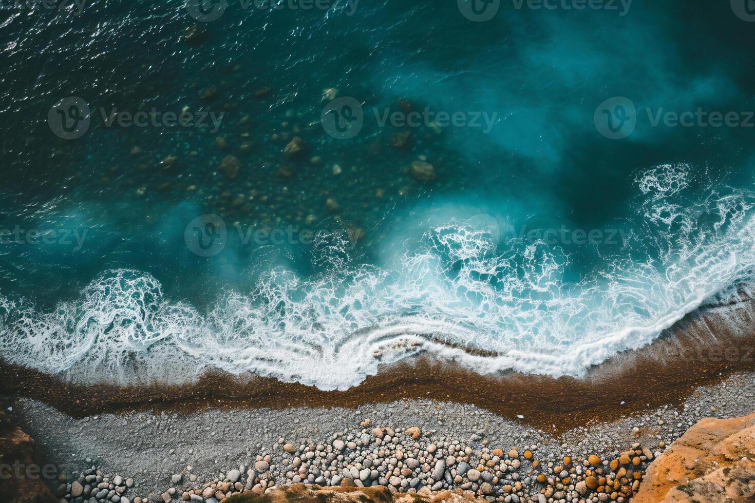 photo vertical overhead shot of a wavy sea