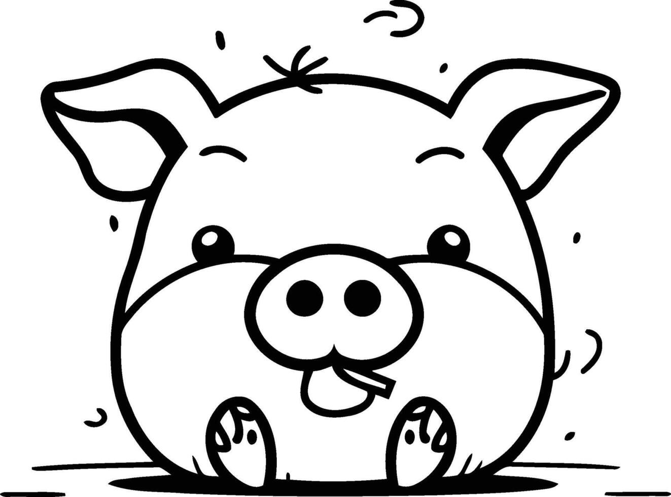 illustration of cute cartoon pig character in doodle style. vector