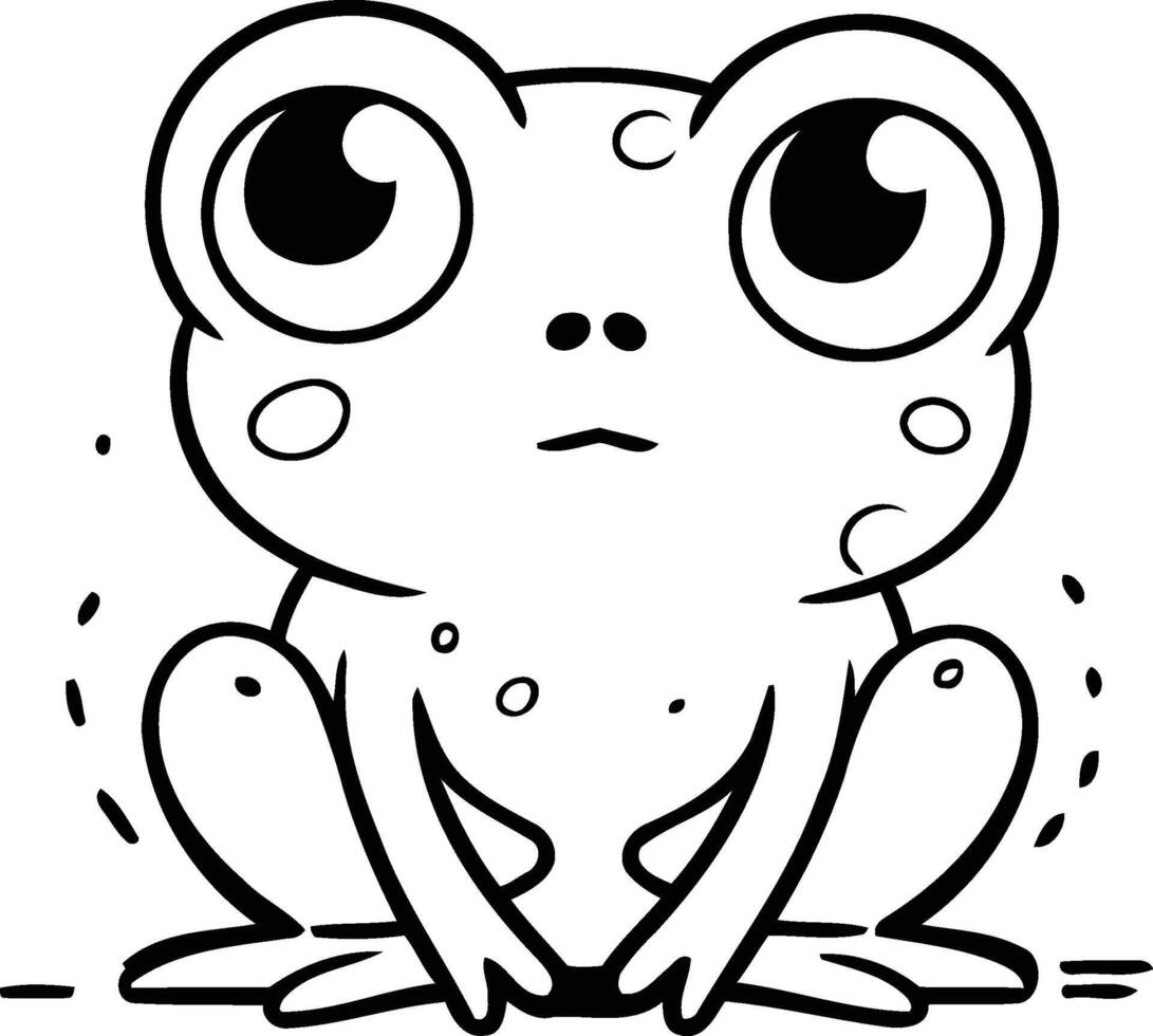 Frog with sad eyes. Cute cartoon character. illustration. vector