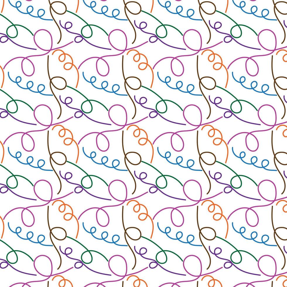 Fun colorful line doodle seamless pattern. Creative minimalist style art background for children or trendy design with basic shapes. Simple childish scribble backdrop. vector