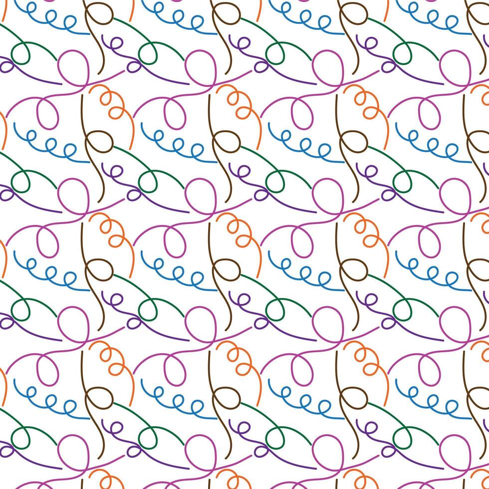 Fun colorful line doodle seamless pattern. Creative minimalist style art background for children or trendy design with basic shapes. Simple childish scribble backdrop. vector