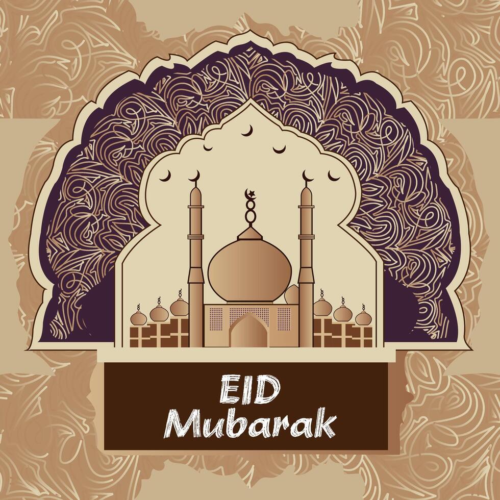 Free eid mubarak cultural islamic festival mosque background design. vector