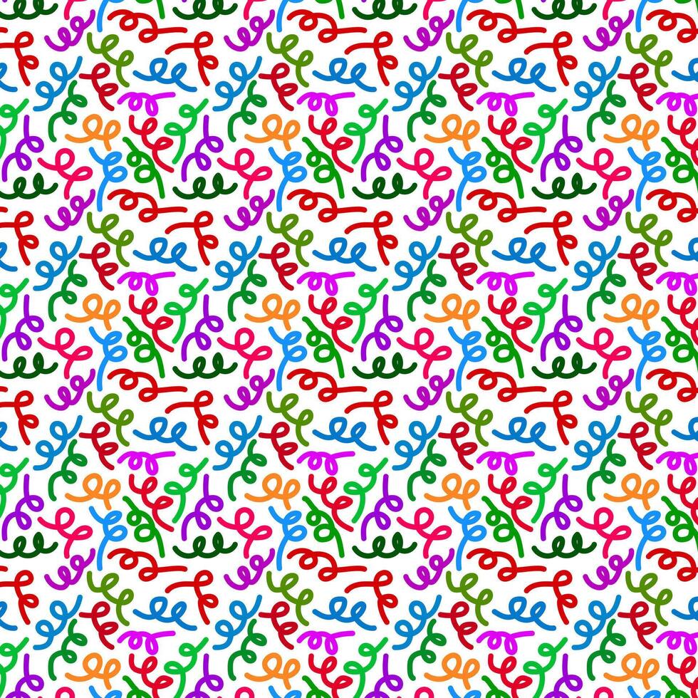Fun colorful line doodle seamless pattern. Creative minimalist style art background for children or trendy design with basic shapes. Simple childish scribble backdrop. vector