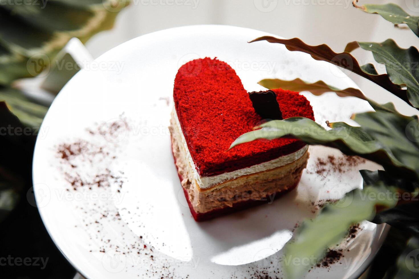 Heart Shaped Cake on White Plate photo