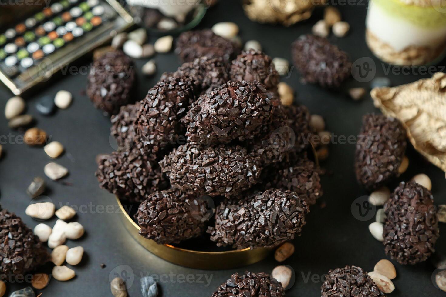 Close Up of Delicious Cookies in a Bowl on a Table photo