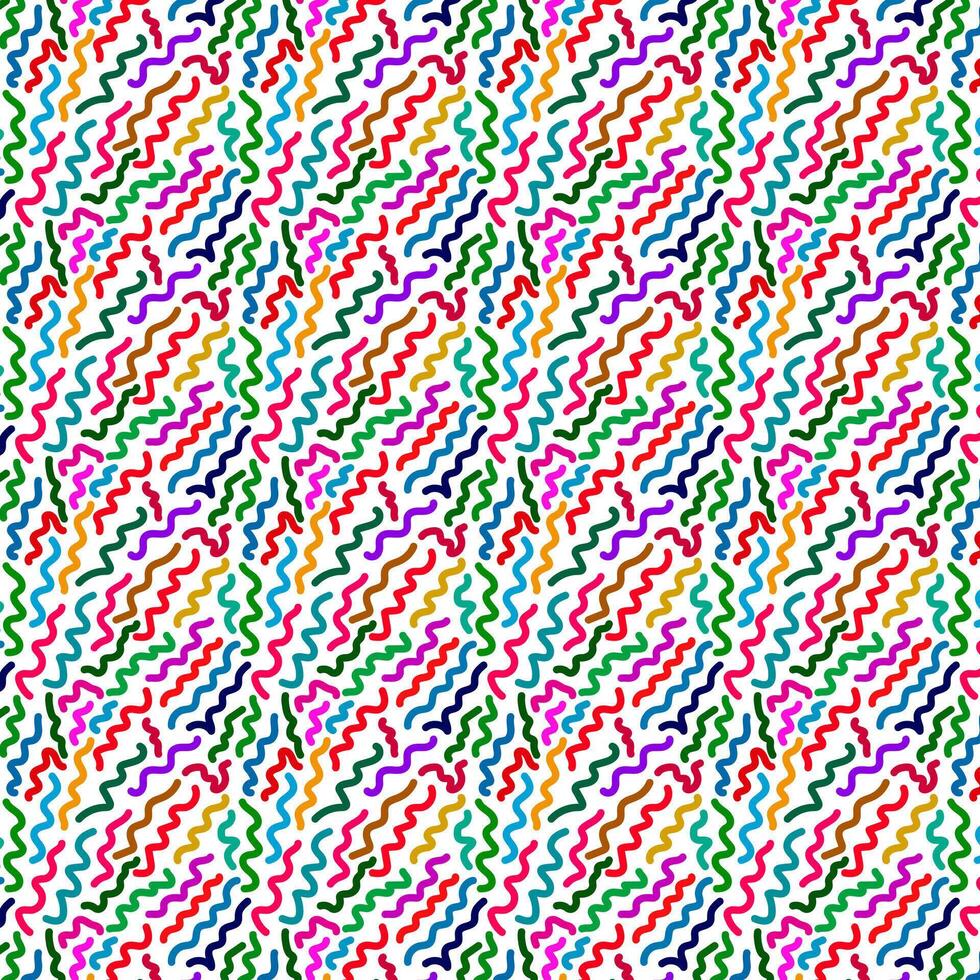 Fun colorful line doodle seamless pattern. Creative minimalist style art background for children or trendy design with basic shapes. Simple childish scribble backdrop. vector