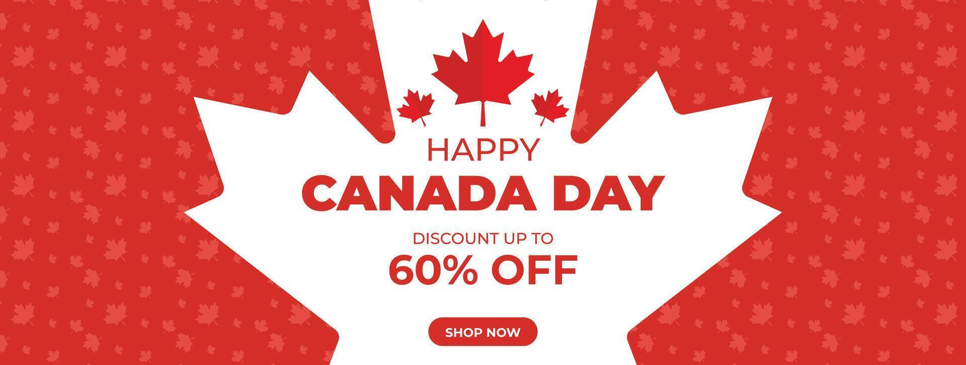 Canada Day Sale Web Banner. Happy Canada Independence Day Mega Big Sale Banner Background Illustration. Canada Day Weekend Promotion Discount Banner. First of July Holiday Special Offer Template vector