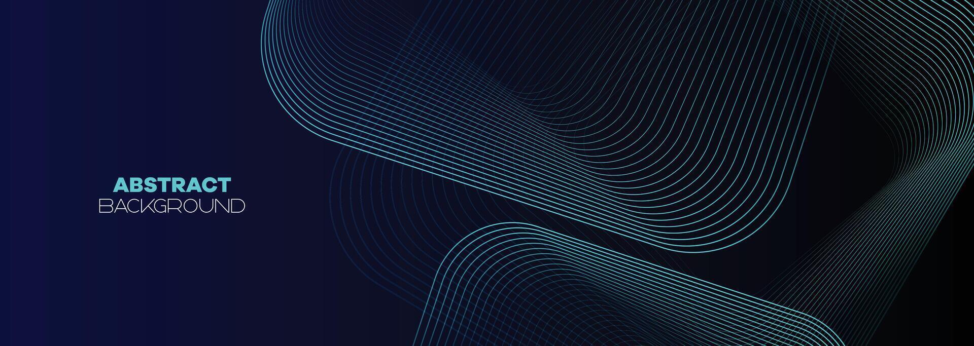 Dark blue, Green abstract banner background with glowing geometric lines. Navy blue gradient shiny lines pattern Futuristic technology web background for Science, cover, website, header, brochure vector
