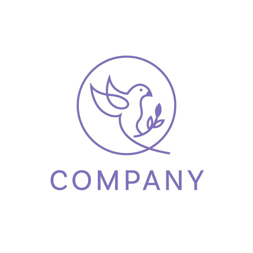 Bird minimal line purple modern line logo vector