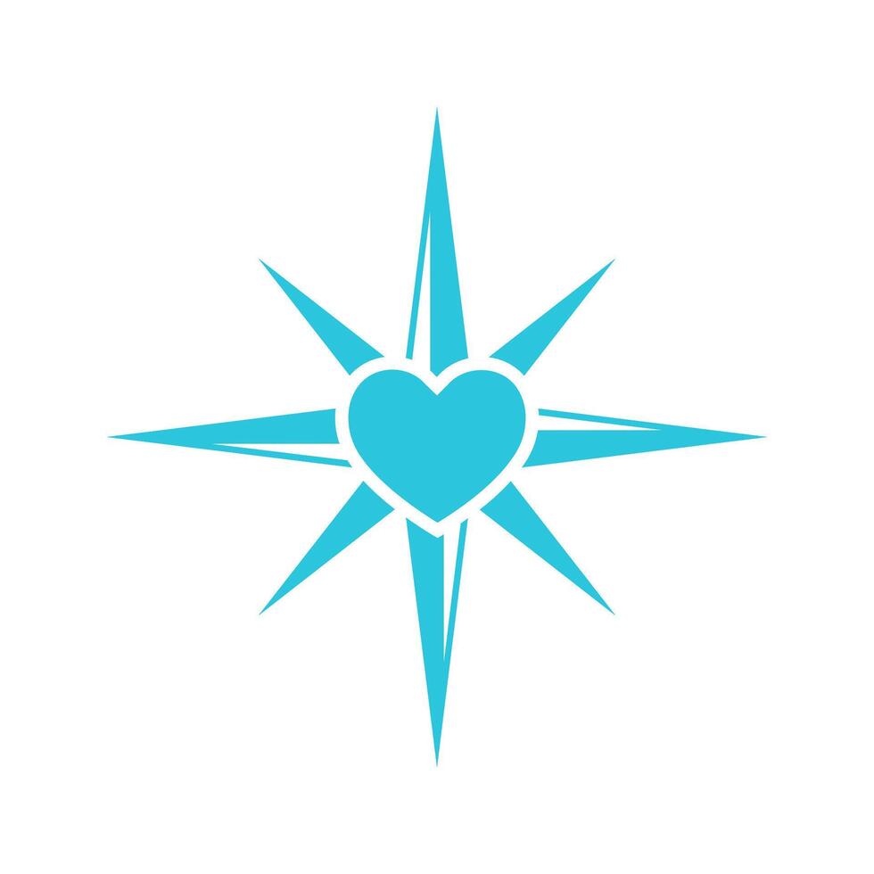 Compass, Heart world sides icon. vector