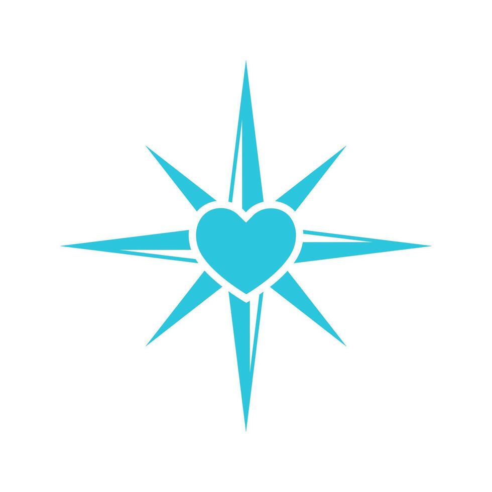 Compass, Heart world sides icon. vector