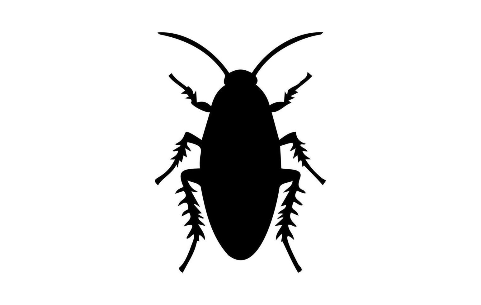 Silhouette of a cockroach on white backdrop. Black cockroach illustration. Concept of pest control, infestation, and home hygiene. For design, print and educational material. vector