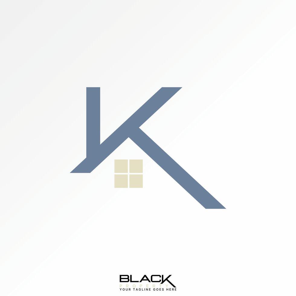 Logo design graphic concept creative premium abstract stock letter initial K font line roof house home. Related to typography monogram branding vector